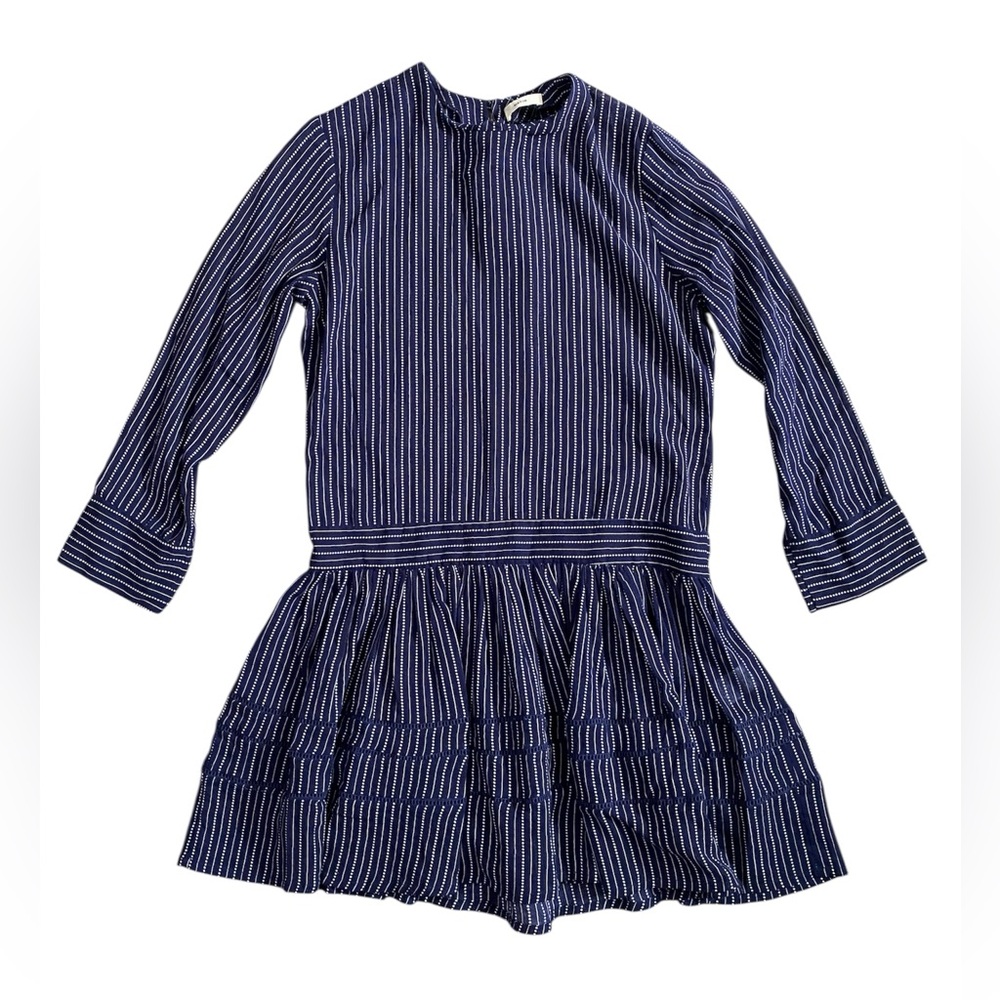 Matin Studio Cotton Striped‎ Navy Blue Long Sleeve Dress